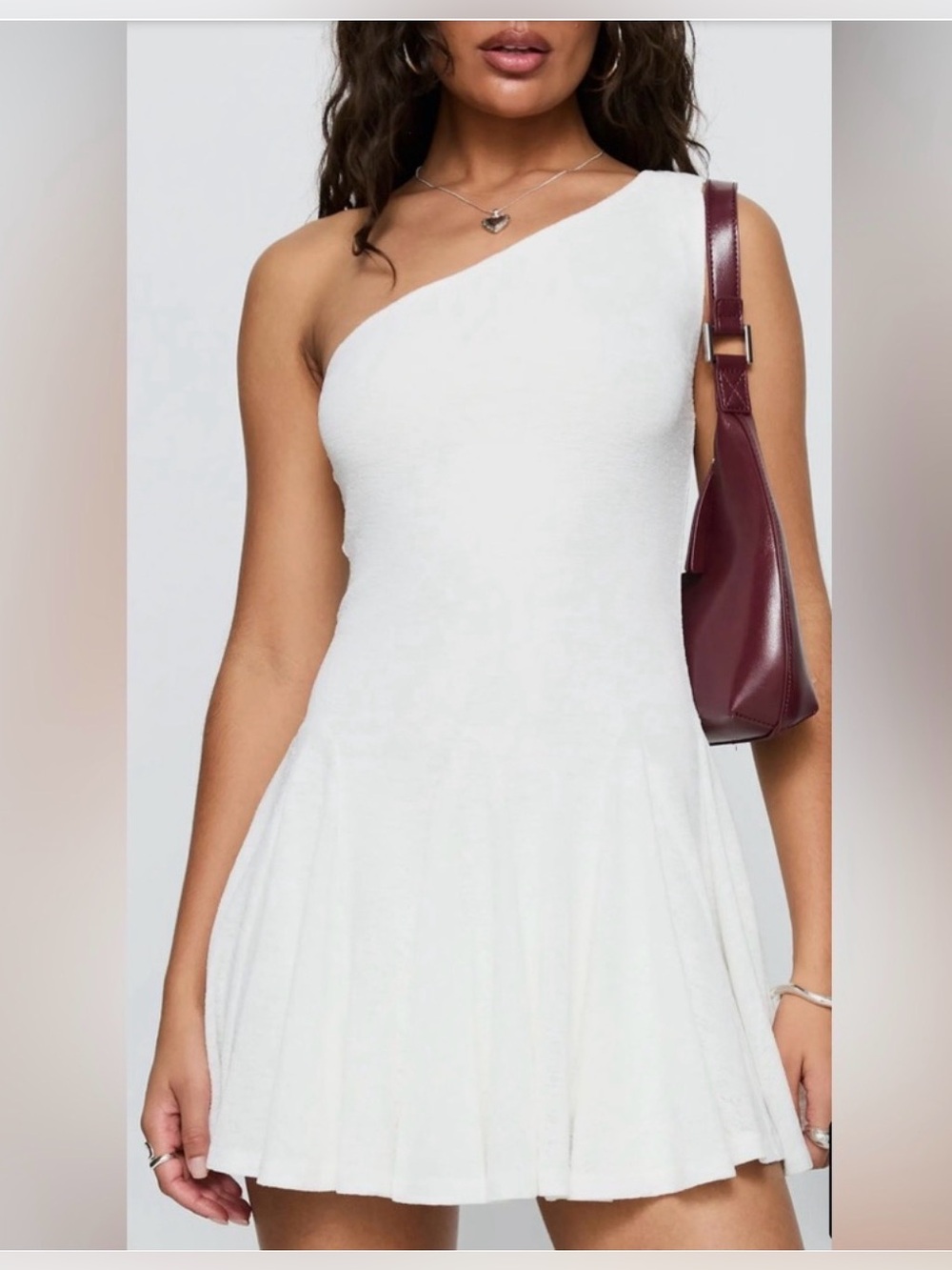 Princess Polly One-Shoulder White Skater Dress